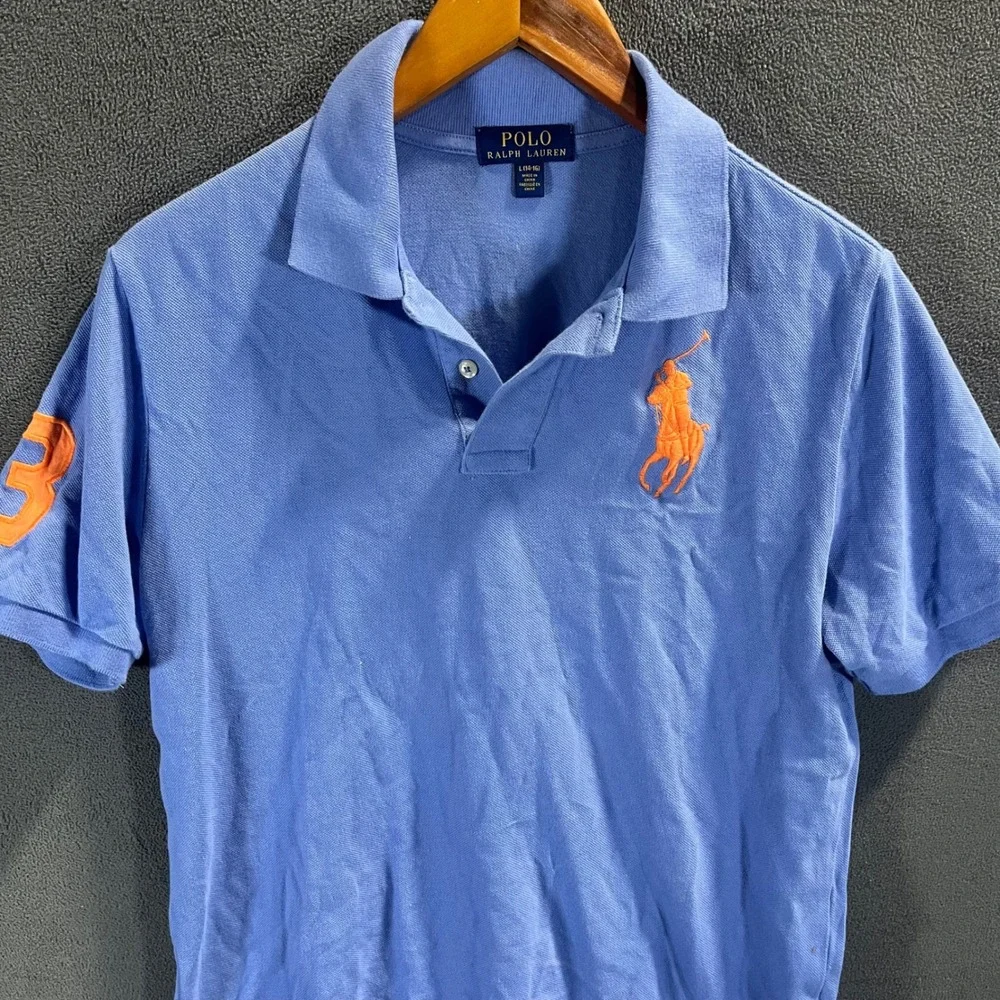 Polo Ralph Lauren Boys Blue Big Pony Short Sleeve Polo Shirt Size L 14-16 Orange